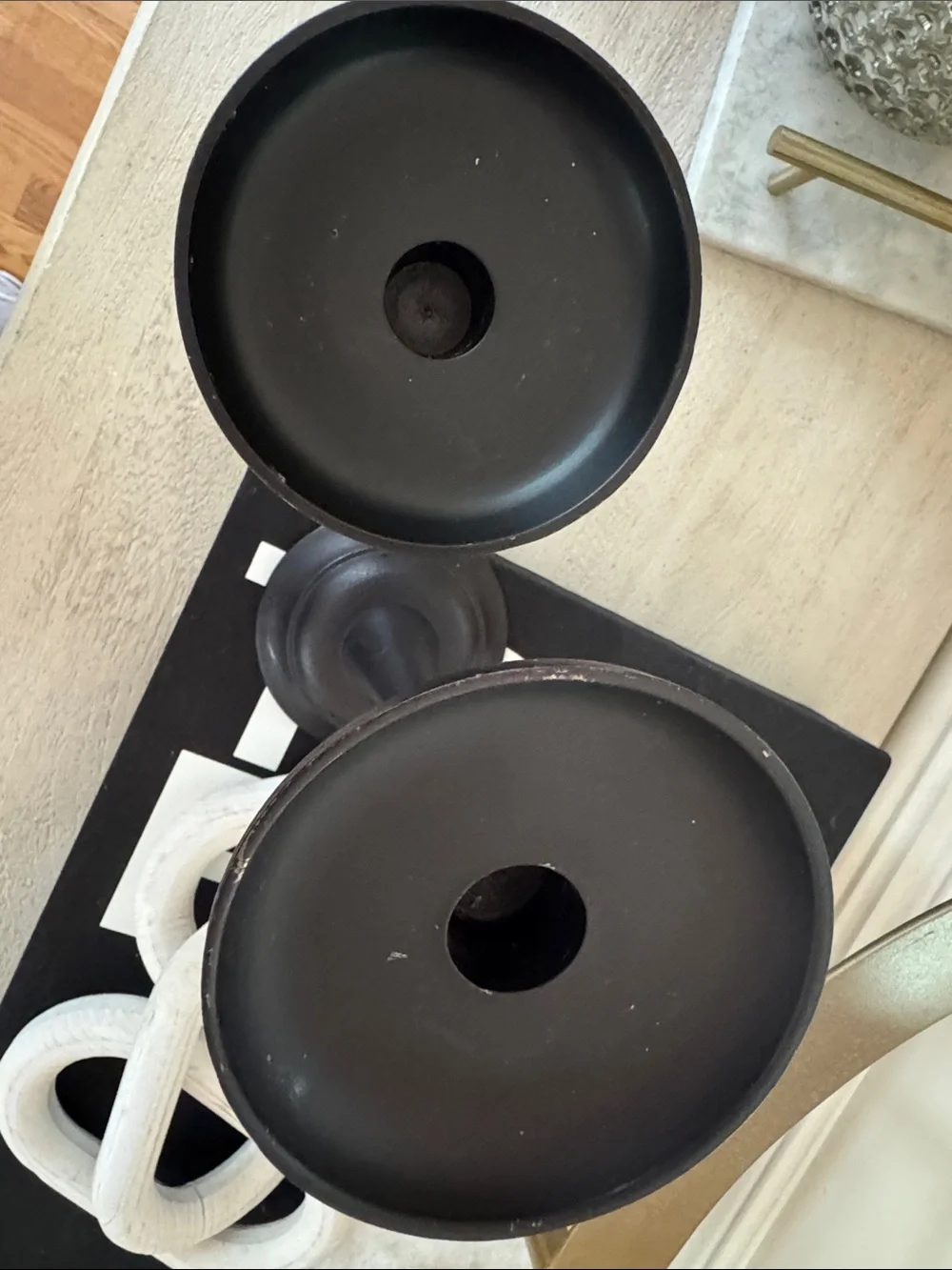 Pottery Barn Black Metal Taper Candle Holders - Pair
